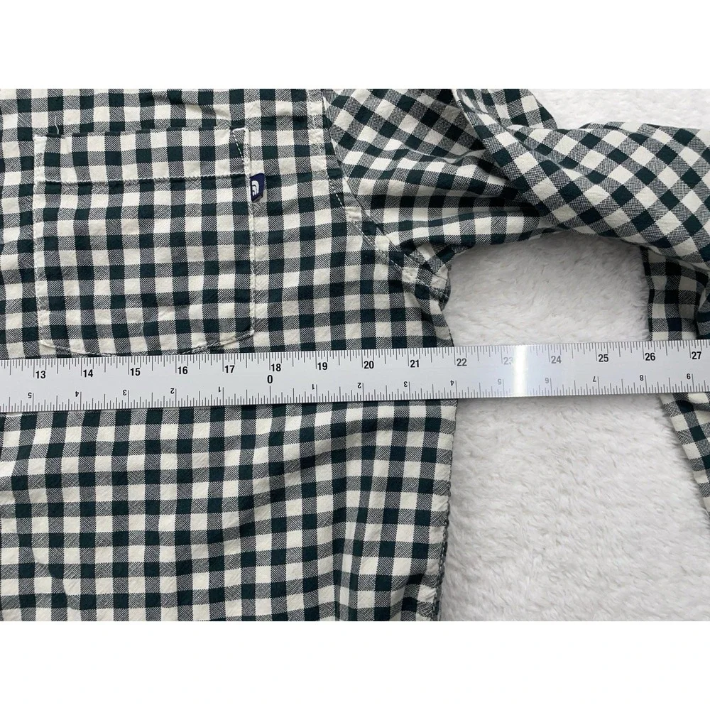 The North Face Shirt Mens Large Green Plaid Flannel Lined Button Up Long Sleeves